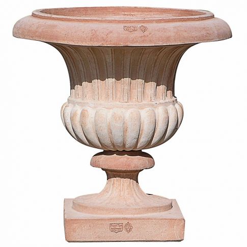 Impruneta Terracotta, Alzata a Mughetto Scanalata, geriffelter Pokal, Vase