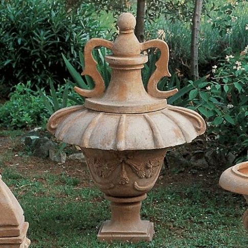 Impruneta Terracotta, Alzata Ornamentale Del `600, Ziertopf mit Dekor aus dem 17. Jahrhundert, Pokal