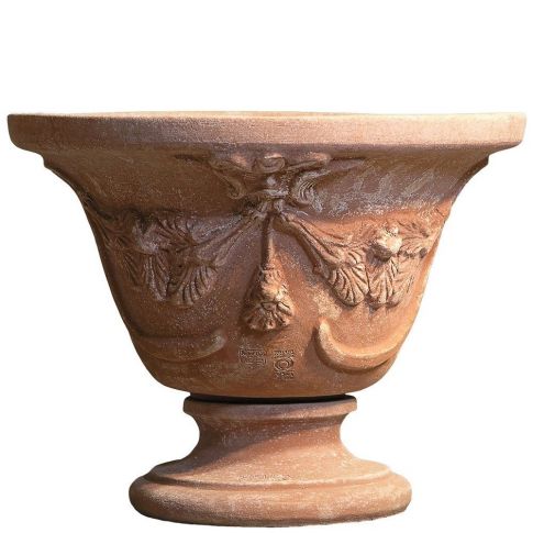 Impruneta Terracotta, Alzata a Coppa Decorata, Verzierter Pflanztopf, Pokal, Vase