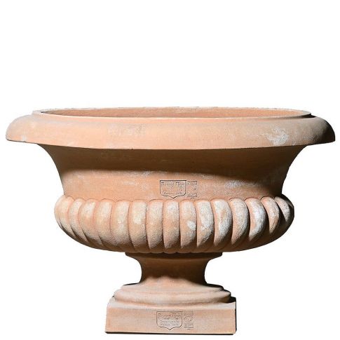 Impruneta Terracotta, Alzata "La Meravigliosa", ovaler verzierter Pokal, Pflanztopf