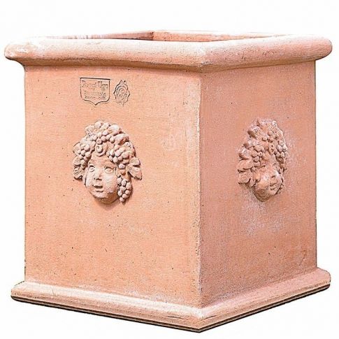 Impruneta Terracotta, Cassetta orlo tondo con bacco, Blumengefäß, Blumentopf