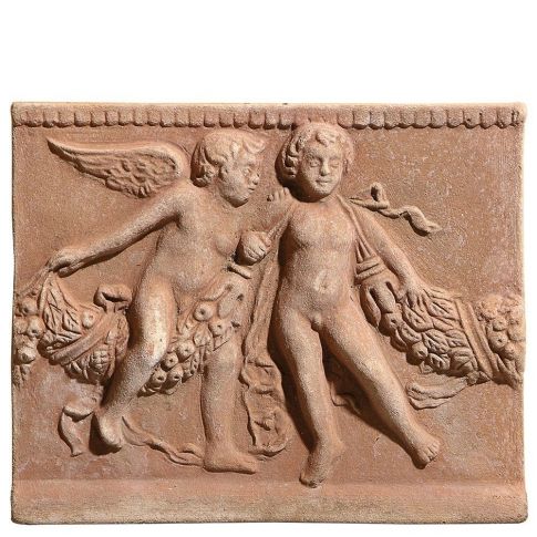 Impruneta Terracotta, Pannello "Danza Robbiana", Wandbild tanzende Engel, Putten, Dekoration, Relief