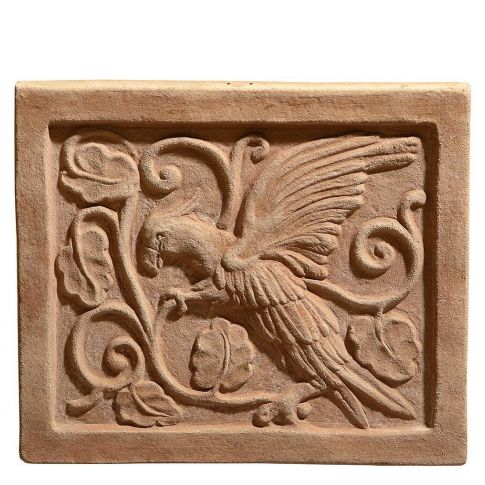 Impruneta Terracotta, Pannello Bizantino con Ucello, Wandbild Vogel, Dekoration, Relief