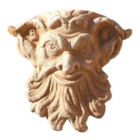 Impruneta Terracotta, Maschera Barba Lunga, Wandmaske, Gesicht mit langem Bart, Wandbild, Gartendekoration, Wanddekoration