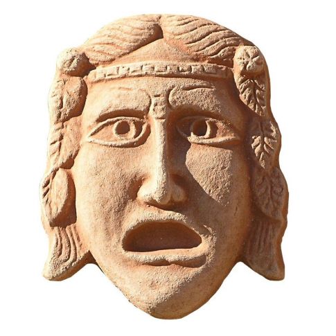 Impruneta Terracotta, Maschera Greca La Tragedia, griechische Tragödienmaske, Wandmaske, Wandbild, Dekoration