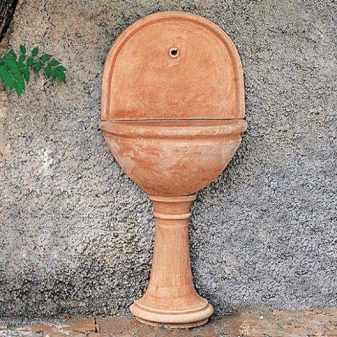 Impruneta Terracotta, Tasca Baccelli Scanalati, verzierter Wandtopf wahlweise mit Rückwand, Pflanzgefäß