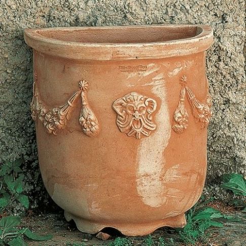 Impruneta Terracotta, Fioriera a Parete Festonata, verzierter Wandtopf, Pflanzgefäß
