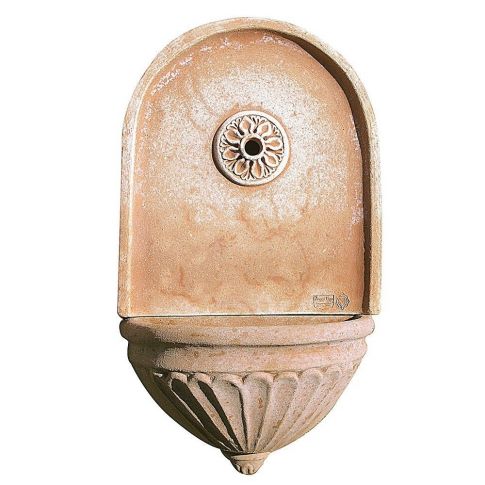 Impruneta Terracotta, Tasca Baccelli Scanalati, verzierter Wandtopf wahlweise mit Rückwand, Pflanzgefäß