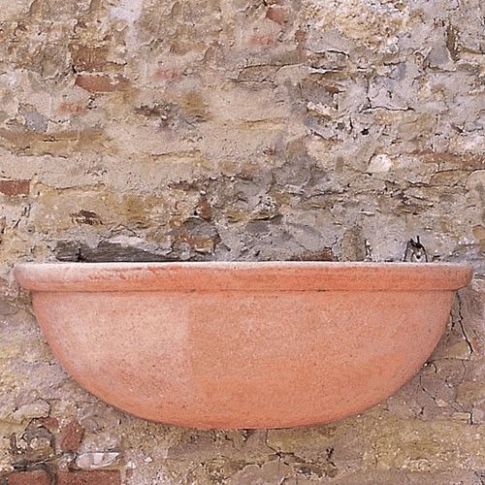 Impruneta Terracotta, Tasca con Orlo, halbrunde Wandschale mit Rand, Pflanzgefäß