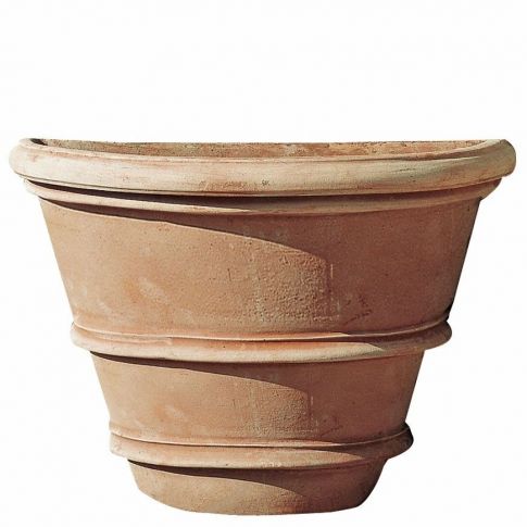 Impruneta Terracotta, Vaso a Parete con Orli, gestreifter Wandtopf, Vase, Pflanzgefäß