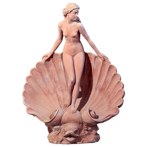 Impruneta Terracotta, Venere in Conchiglia Donatello Gabbrielli, Frauen-Statue "Venus in Muschel", Gartendekoration, Figur