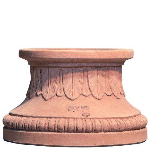 Impruneta Terracotta, Base con Foglie, Sockel, Basis mit Blätterdekor