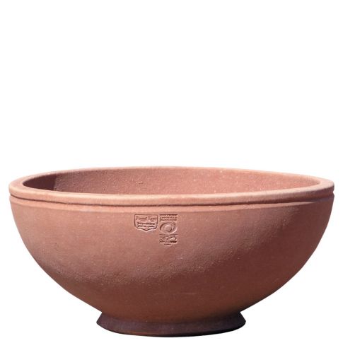 Impruneta Terracotta, Ciotola un rigo, Blumenschale Pflanzschale, rund, schlicht, gesäumt, grau, Terracottaschale