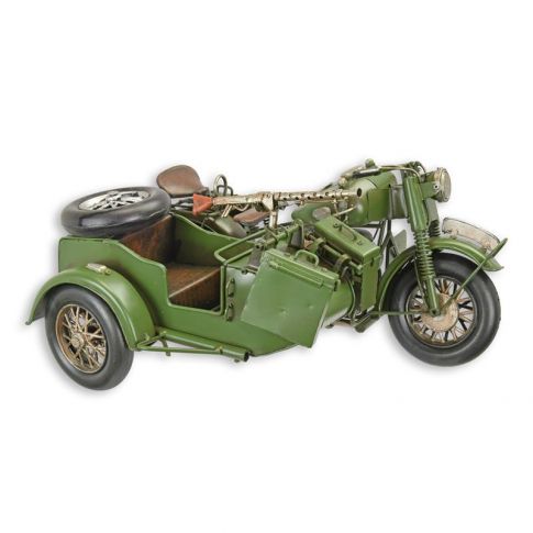 Miniaturmodell Militärmotorrad mit Beiwagen, Zinnblech, A TIN MODEL OF A MILITARY MOTORCYCLE WITH SIDECAR