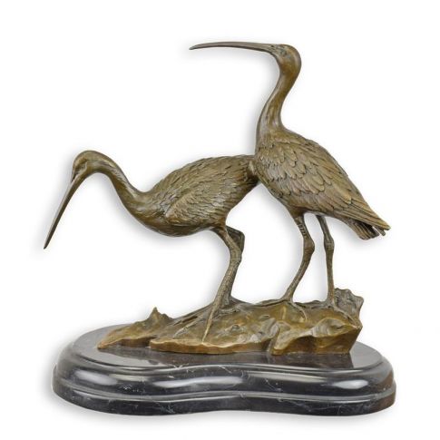Bronzefigur Vogelpaar - Schnepfenv&ouml;gel - H&ouml;he 24,3 cm