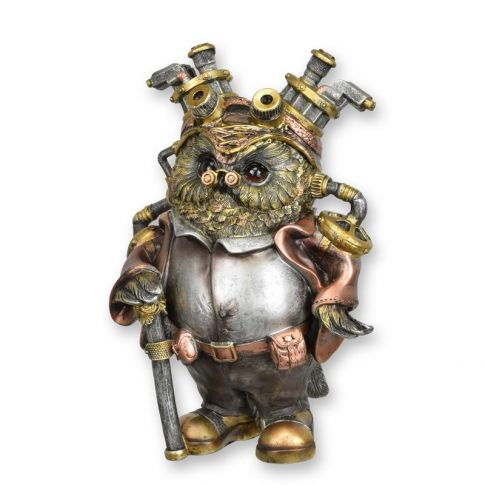 Steampunkfigur Eule - H. 22,5 cm - Polyresin