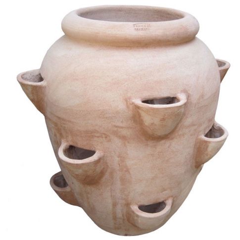 Galestro Terracotta, Amfora con Tasche, Amphore mit Taschen, Pflanzgef&auml;&szlig;