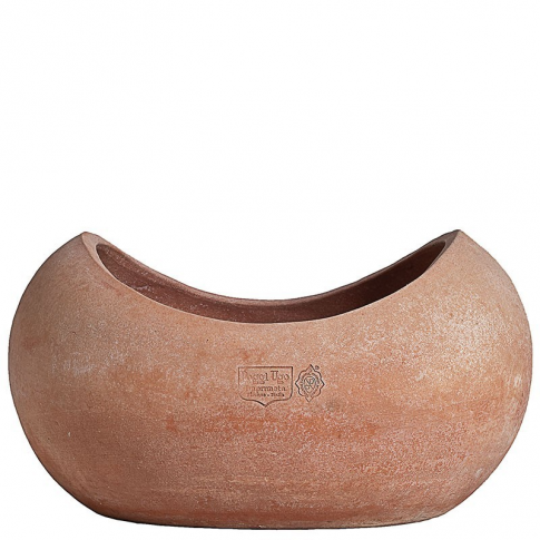 Impruneta Terracotta, Culla, Pflanztopf, oval, modern, schlicht, grau, groß, Pflanzgefäß, Tontopf, Terracottatopf, Topf