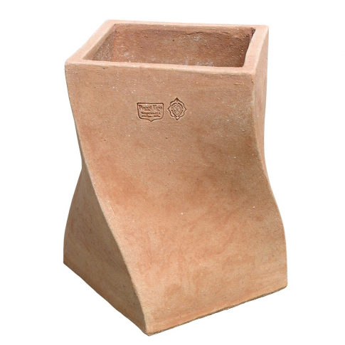 Impruneta Terracotta, DNA, Blumenkasten, quadratisch, modern, schlicht, grau, verdrehte Optik, Vierecktopf, Terracottatopf