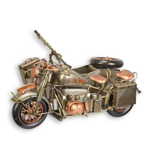 Miniaturmodell Militärmotorrad - Länge 34,8 cm - Blechmodell