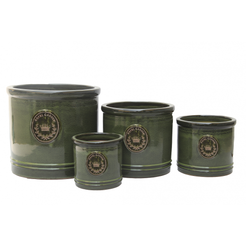 Blumentopf Royal Garden, glasiert, rund, gr&uuml;n