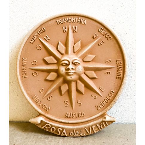 Galestro Terracotta, Rosa dei Venti, Windrose, Kompass, Dekoration, Relief