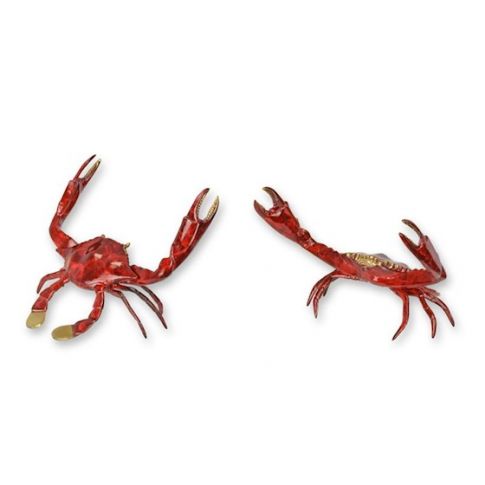 Rote Krabbenfigur - B. 18 cm - Bronze